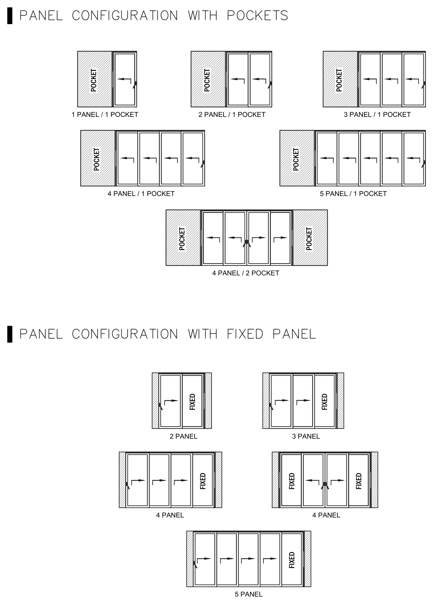 LWWS.12 sliding-panel and pocket layouts