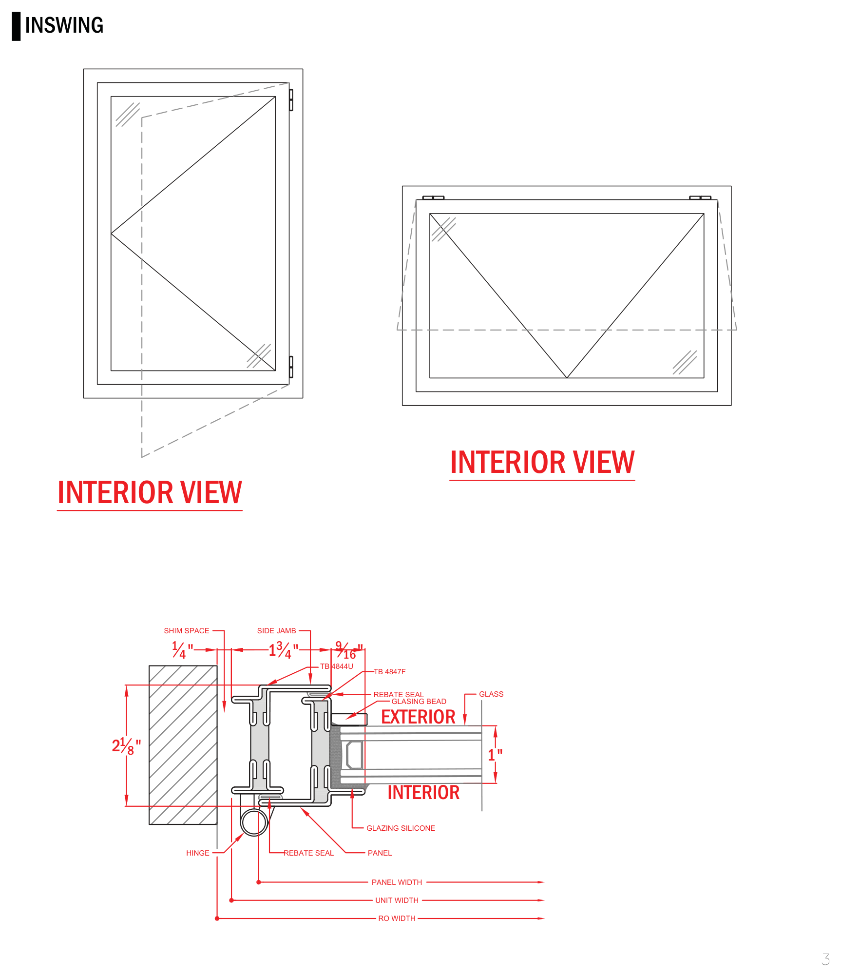 MT.50 inswing window jamb detail