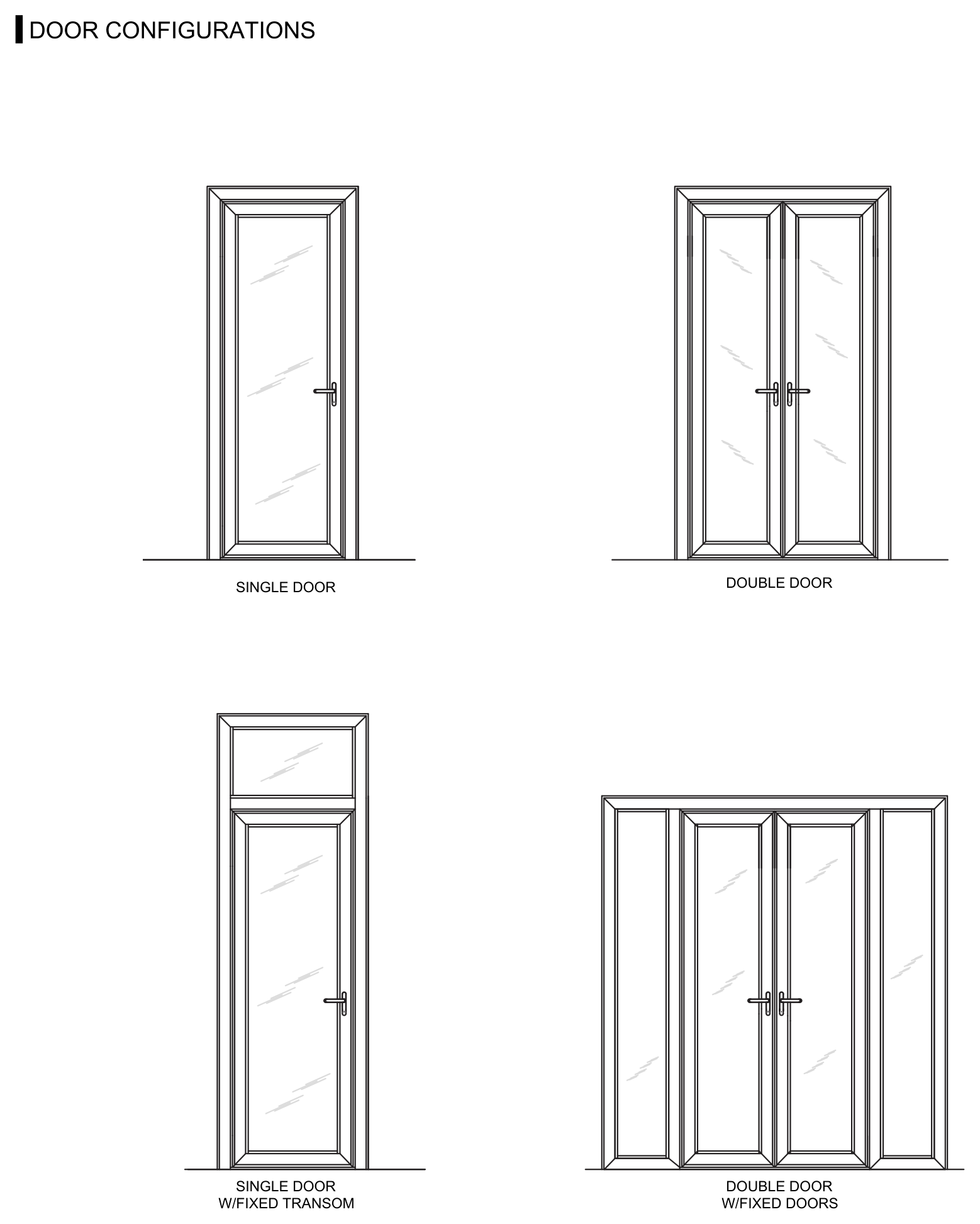 PDWWS.23 door configuration elevations