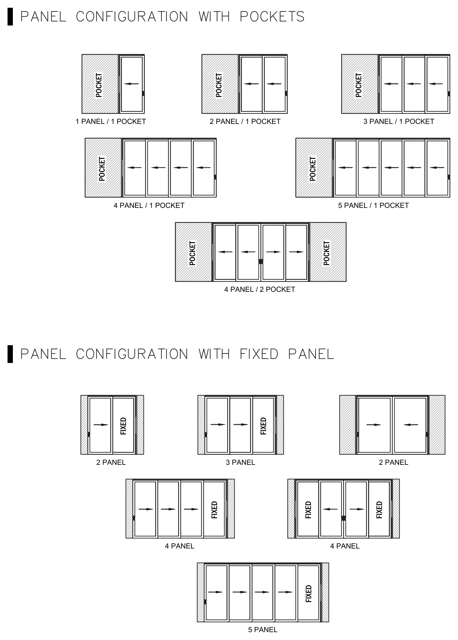 S.30 sliding-panel and pocket layouts